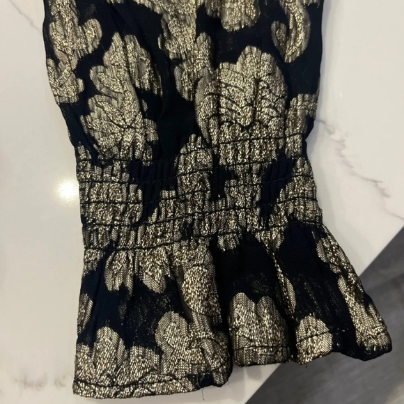 Anthropologie black and metallic gold Dress, Small - Picture 2 of 7